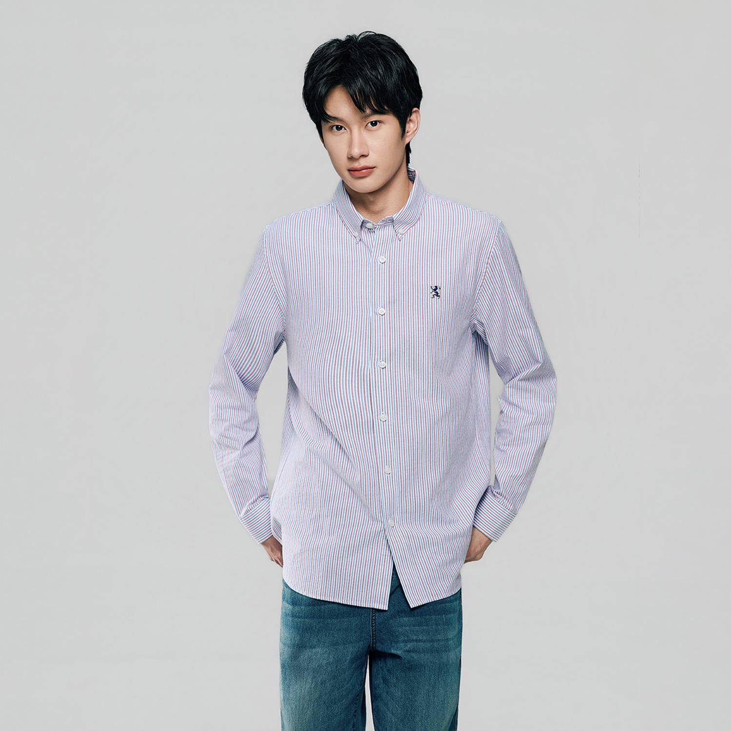 Men's Lion Oxford Slim Long Sleeve Shirt - Image 3