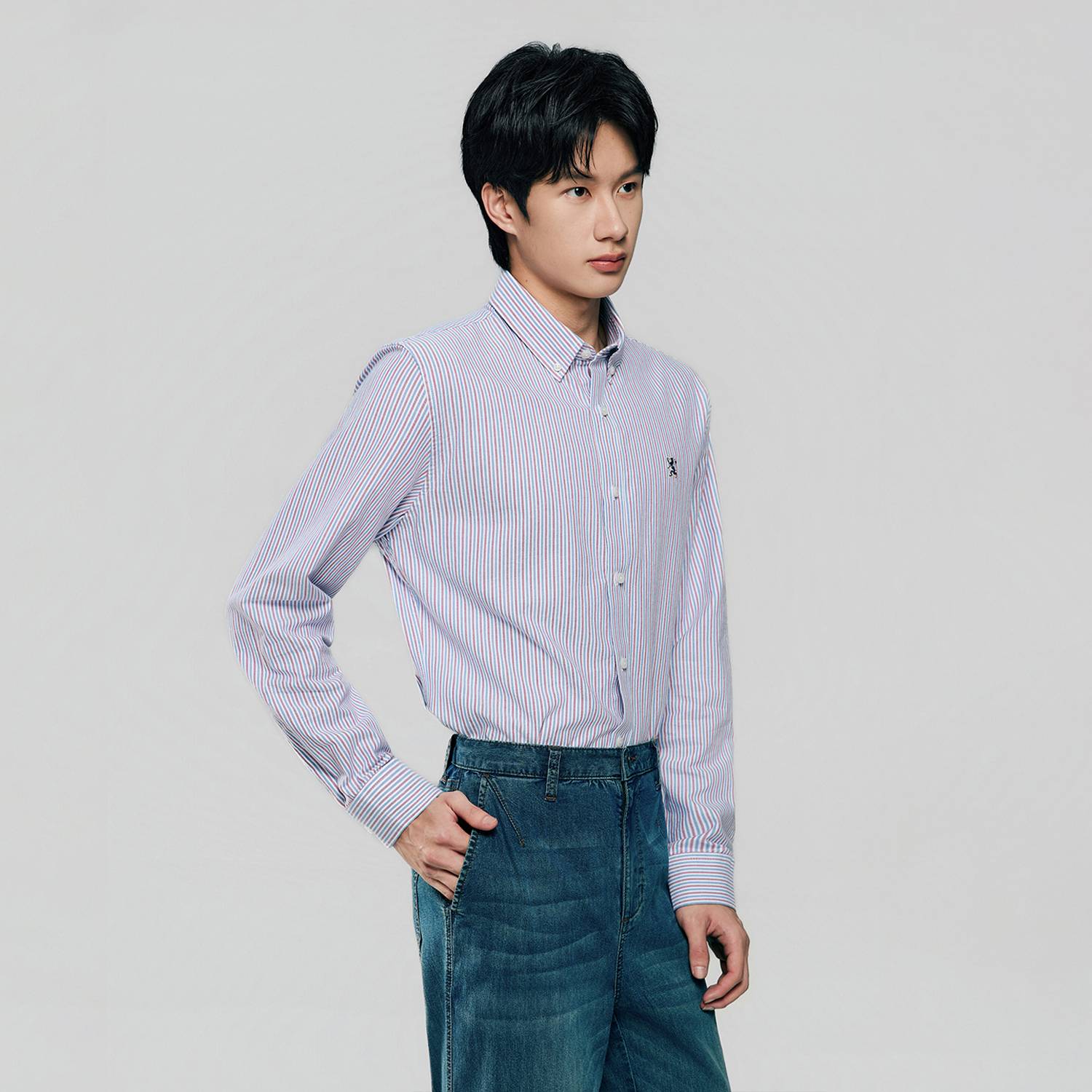Men's Lion Oxford Slim Long Sleeve Shirt - Image 5