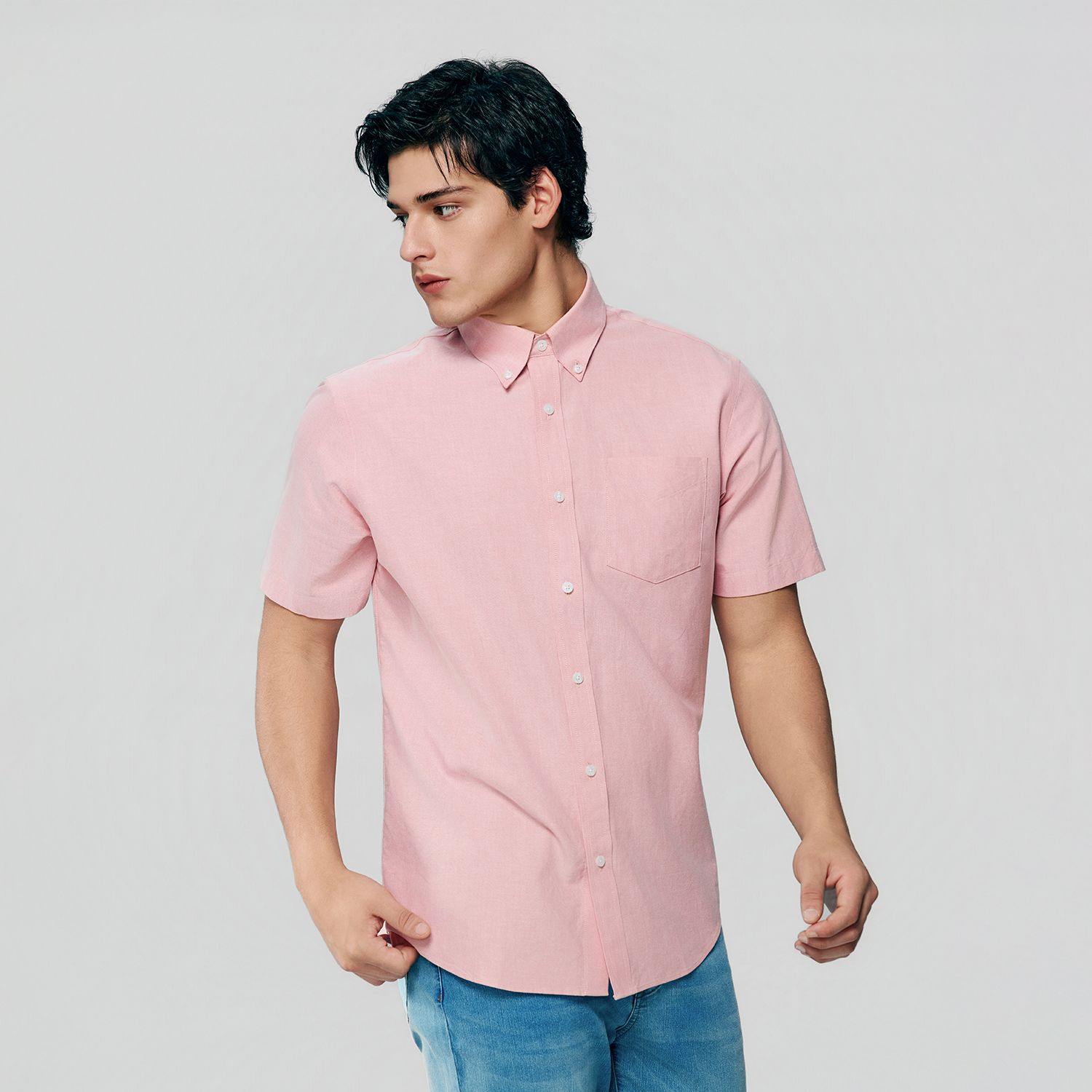 Men's Wrinkle Free Oxford Short Sleeve Shirt - Image 4