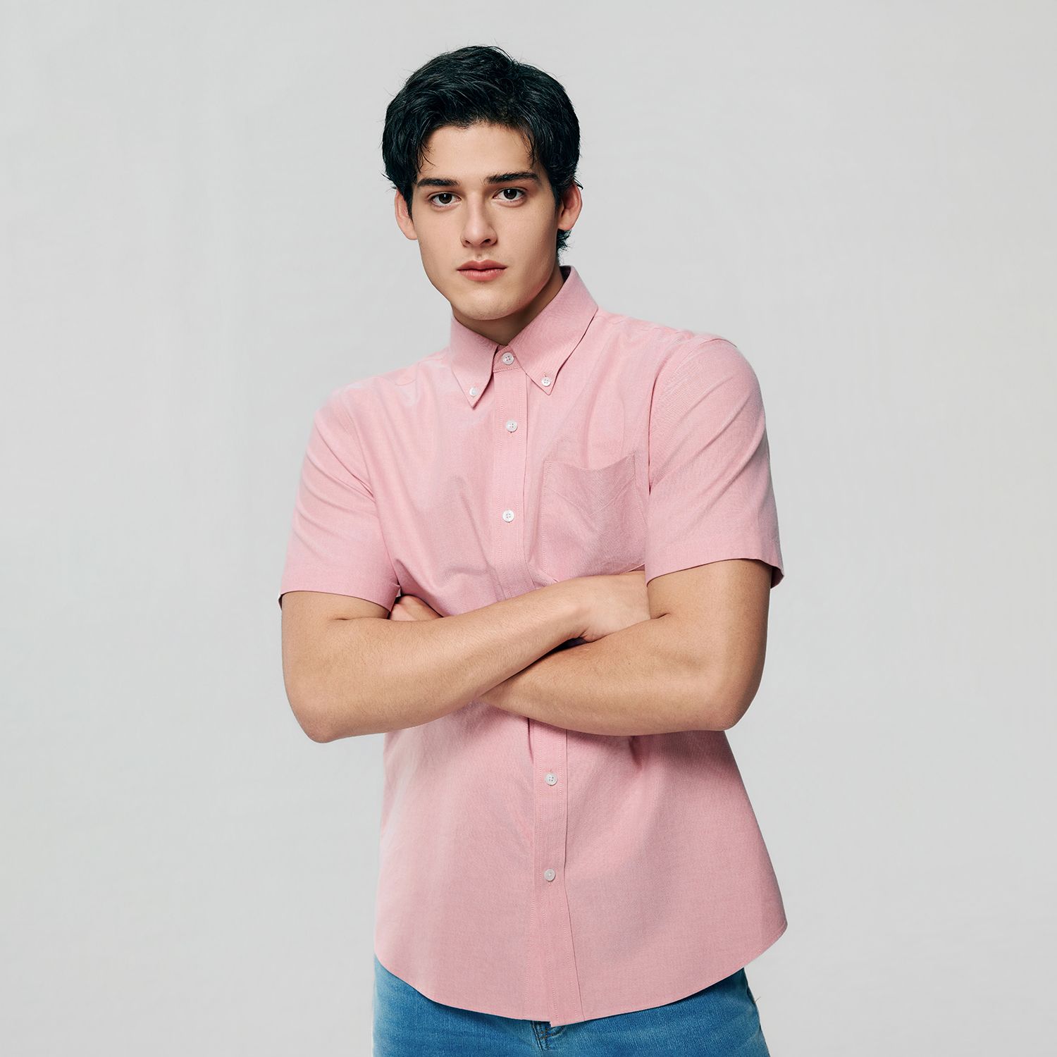 Men's Wrinkle Free Oxford Short Sleeve Shirt - Image 5