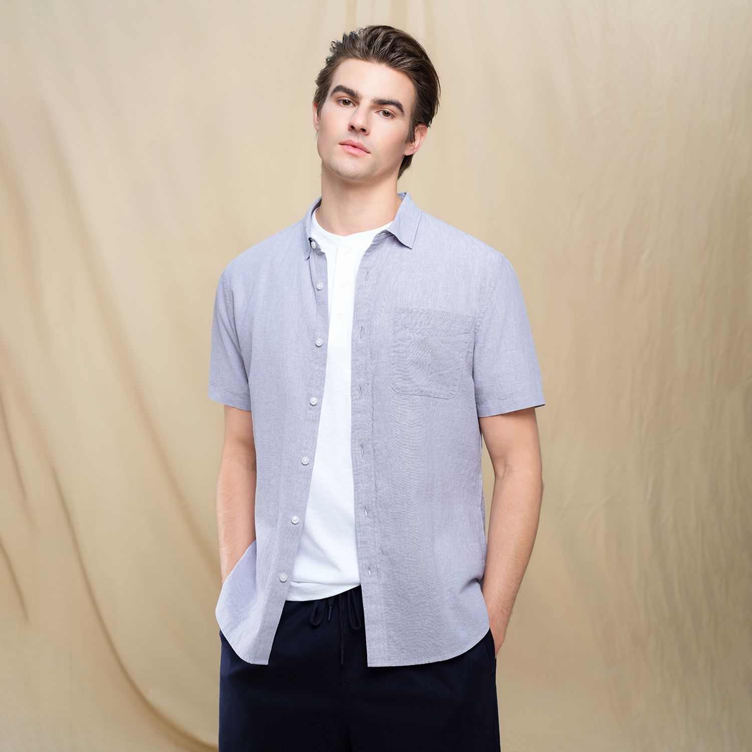 Men's Half Sleeve Linen Shirt - Image 2