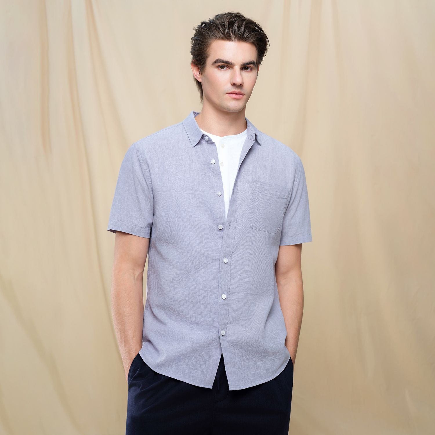 Men's Half Sleeve Linen Shirt - Image 3
