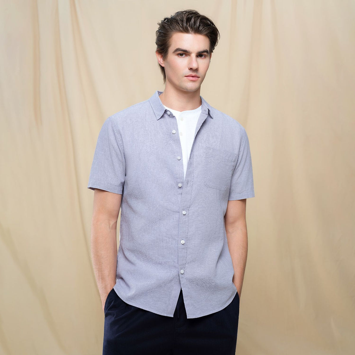 Men's Half Sleeve Linen Shirt - Image 3