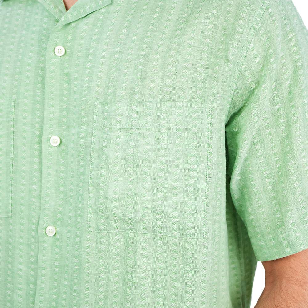 Men's Linen Cotton Poplin Relaxed Fit Button Front Shirt - Image 4