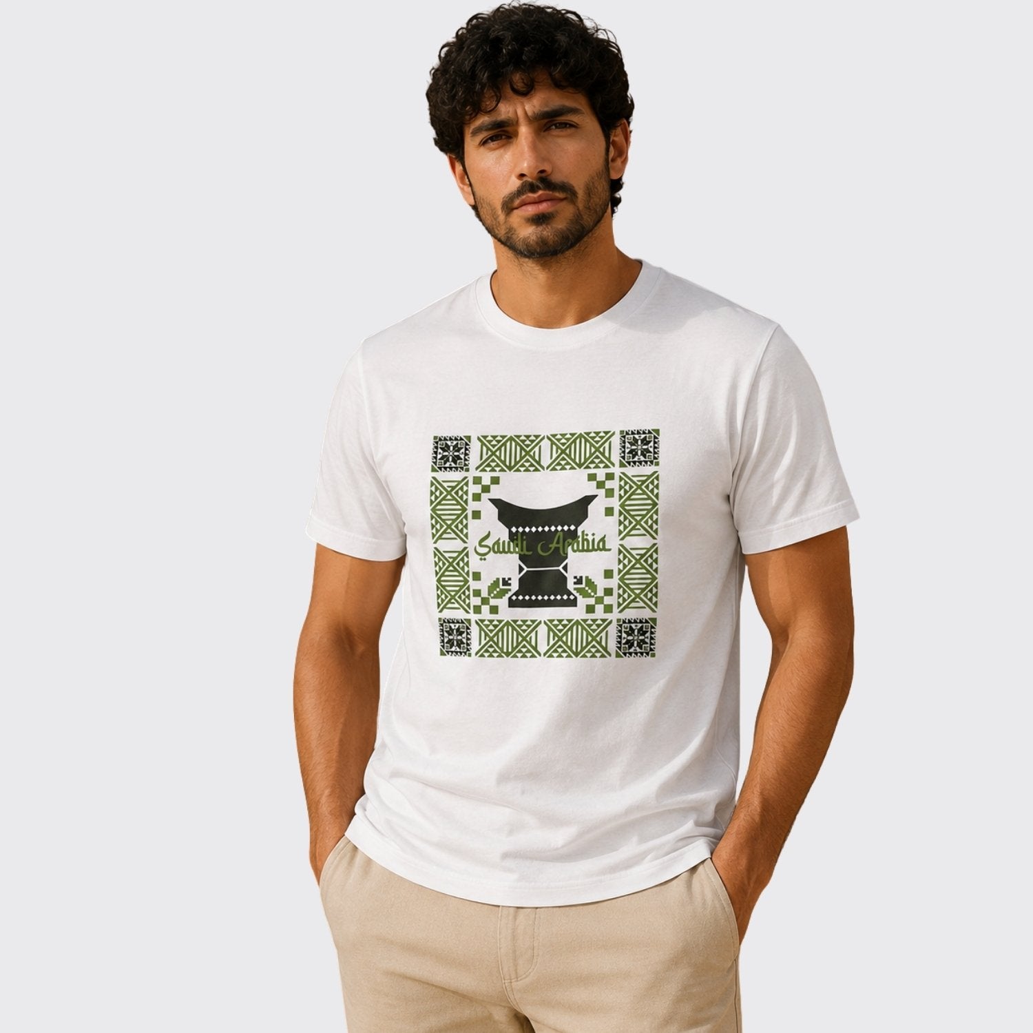 Men's Slim Fit Saudi National Day Print Tee - Image 1