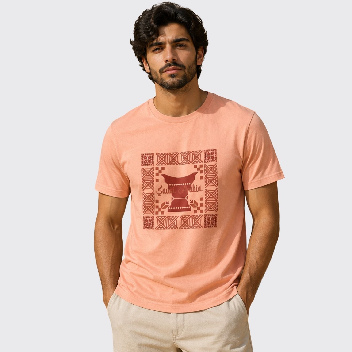 Men's Slim Fit Saudi National Day Print Tee - Image 1