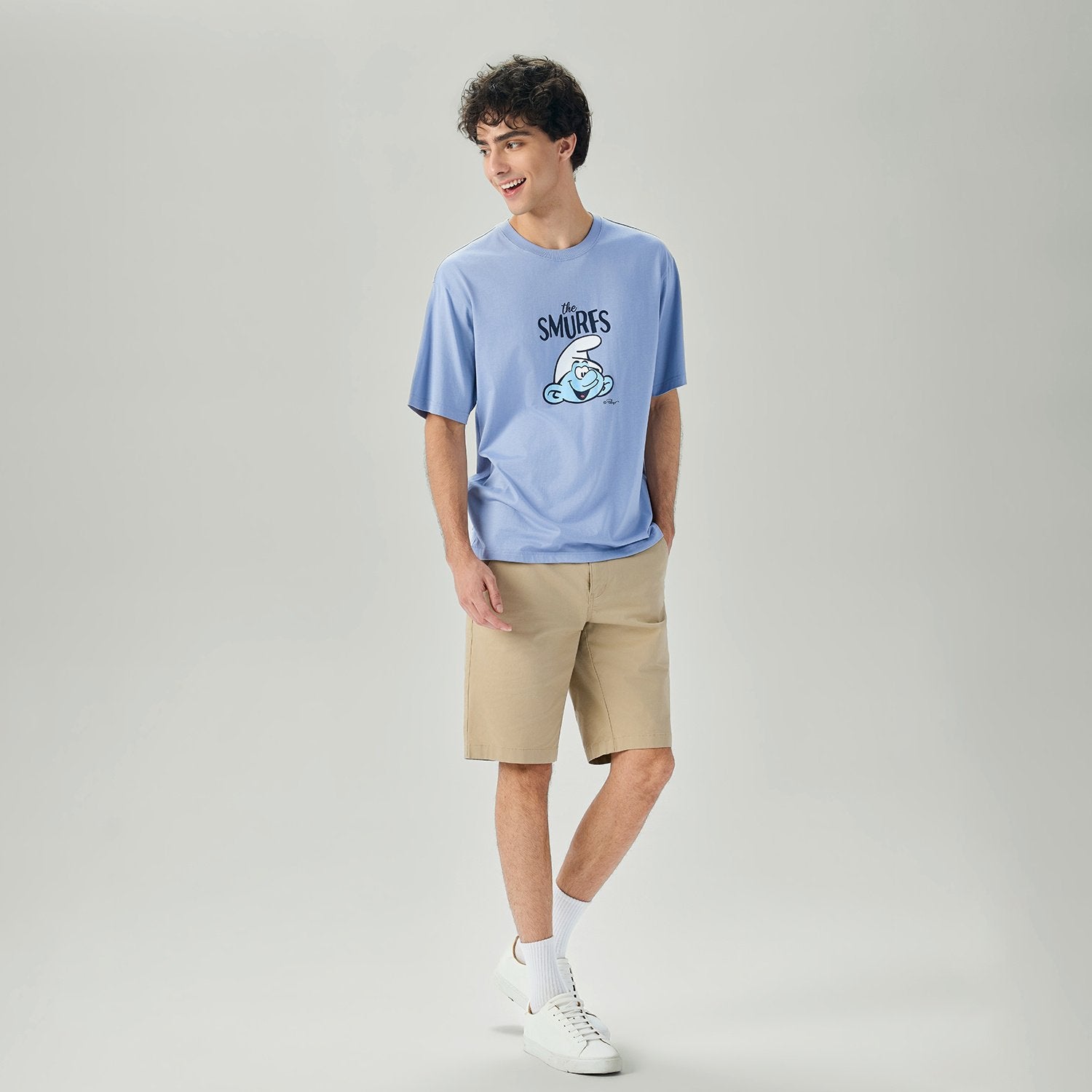 Men's Relaxed Fit Smurfs Print Crew Neck Tee - Image 1