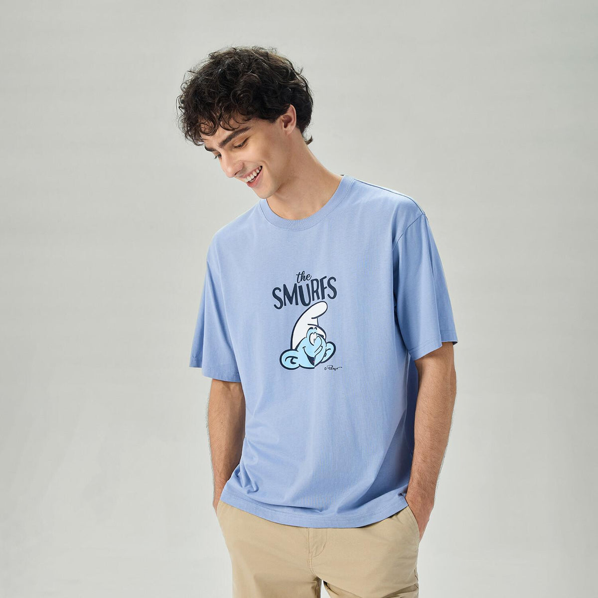 Men's Relaxed Fit Smurfs Print Crew Neck Tee - Image 2