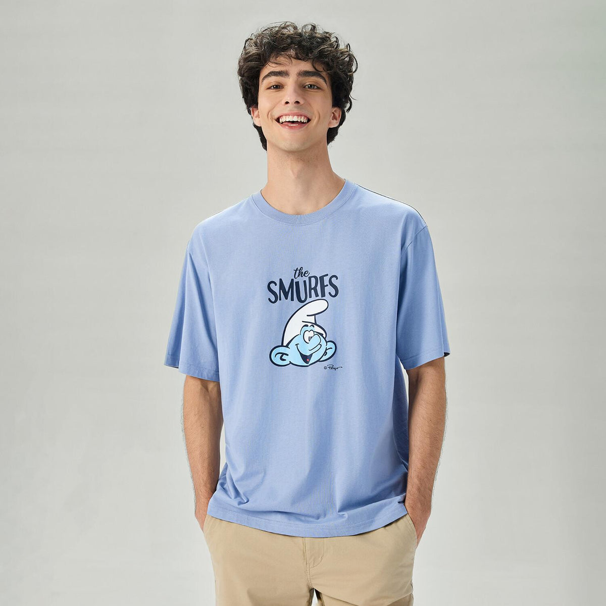 Men's Relaxed Fit Smurfs Print Crew Neck Tee - Image 3