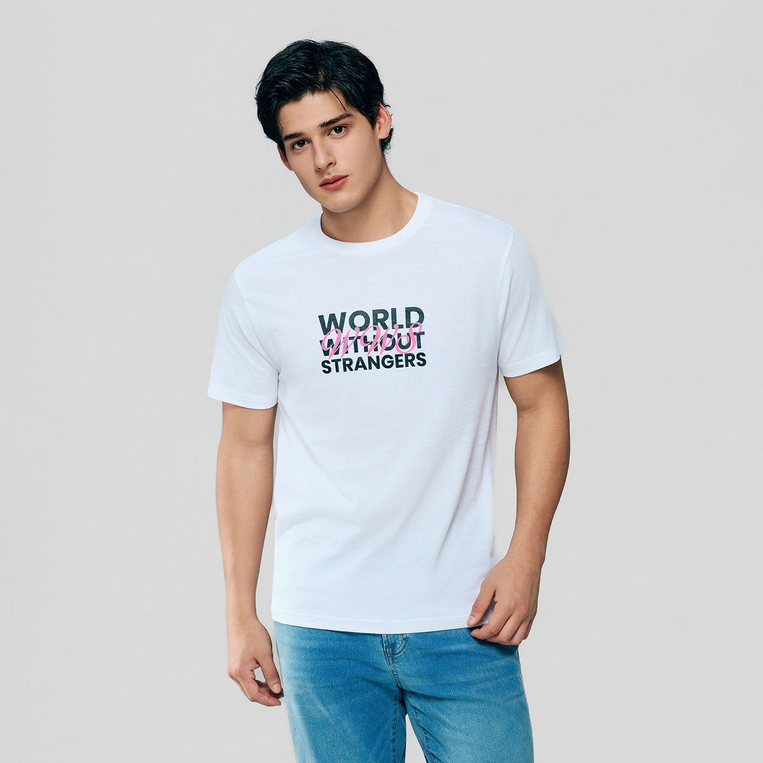 Men's Cotton Crew Neck Slim  Print T-Shirt - Image 3