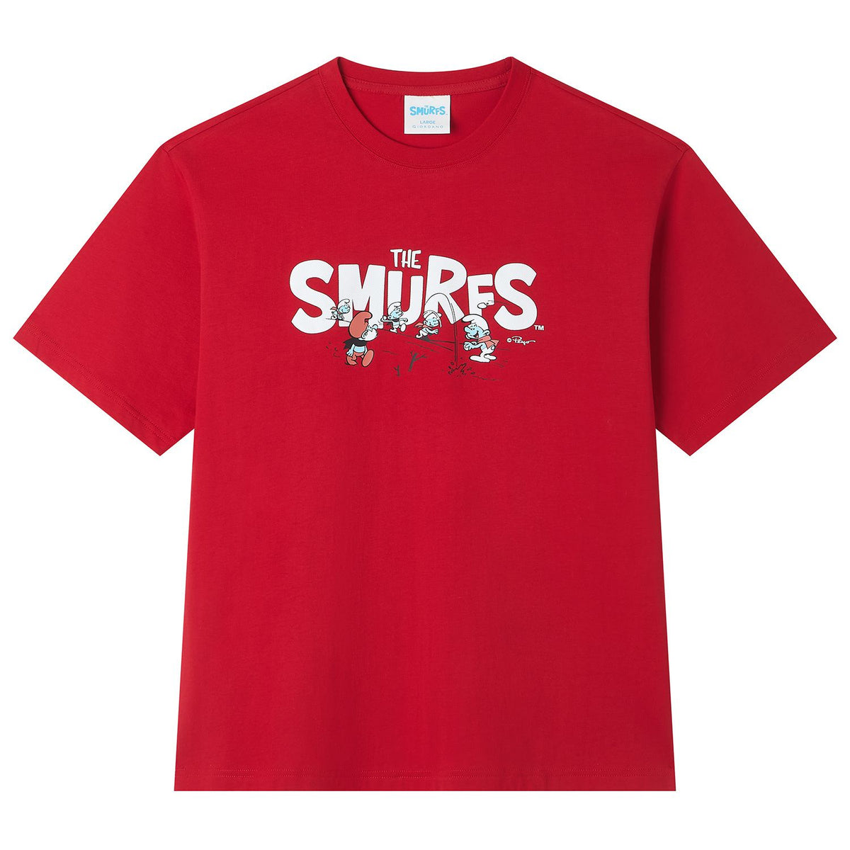 Men's Relaxed Fit Long Sleeve Smurfs Print Crew Neck Tee - Image 7