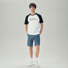 Men's Relaxed Fit Raglan Sleeve Smurfs Print Crew Neck Tee - Image 1