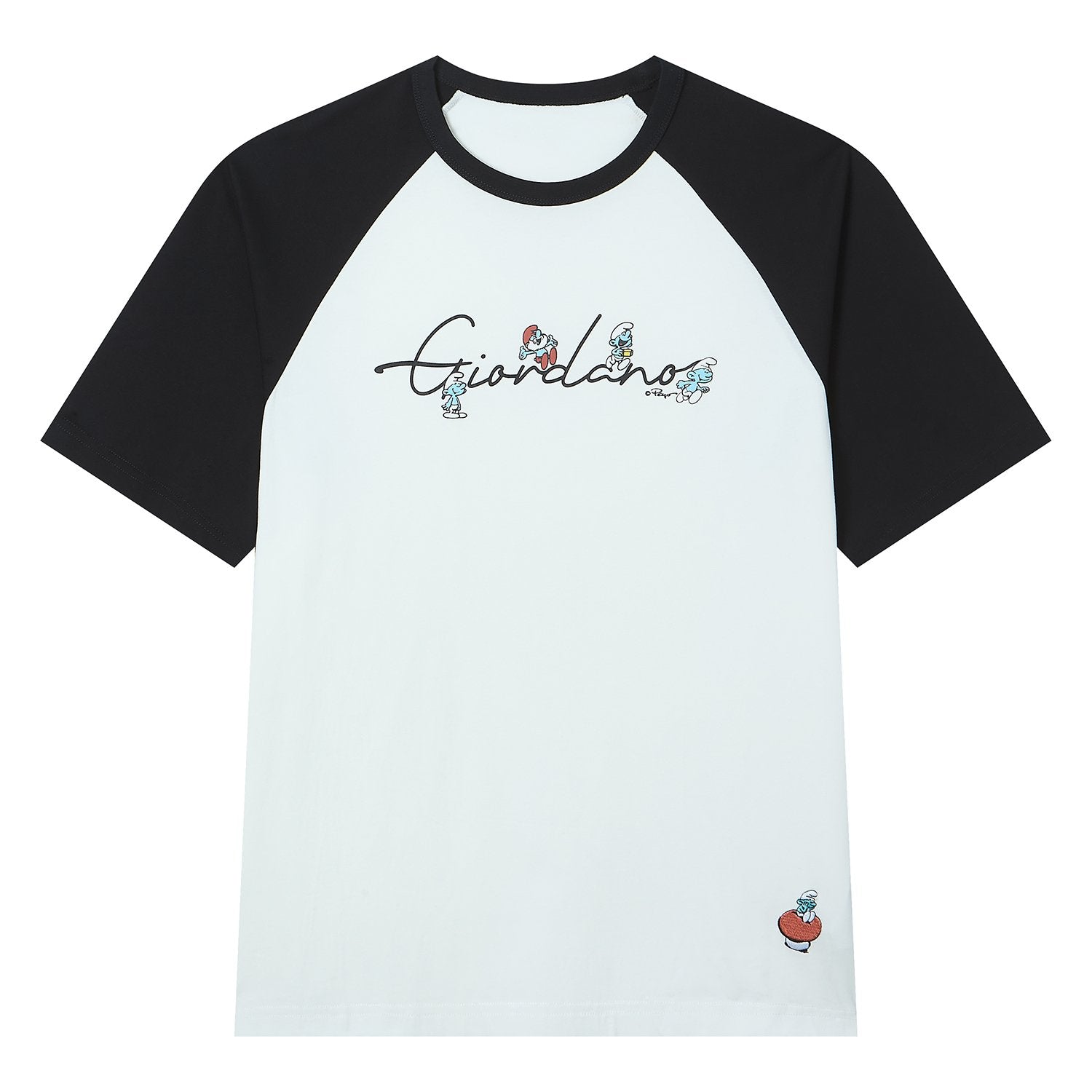 Men's Relaxed Fit Raglan Sleeve Smurfs Print Crew Neck Tee - Image 6