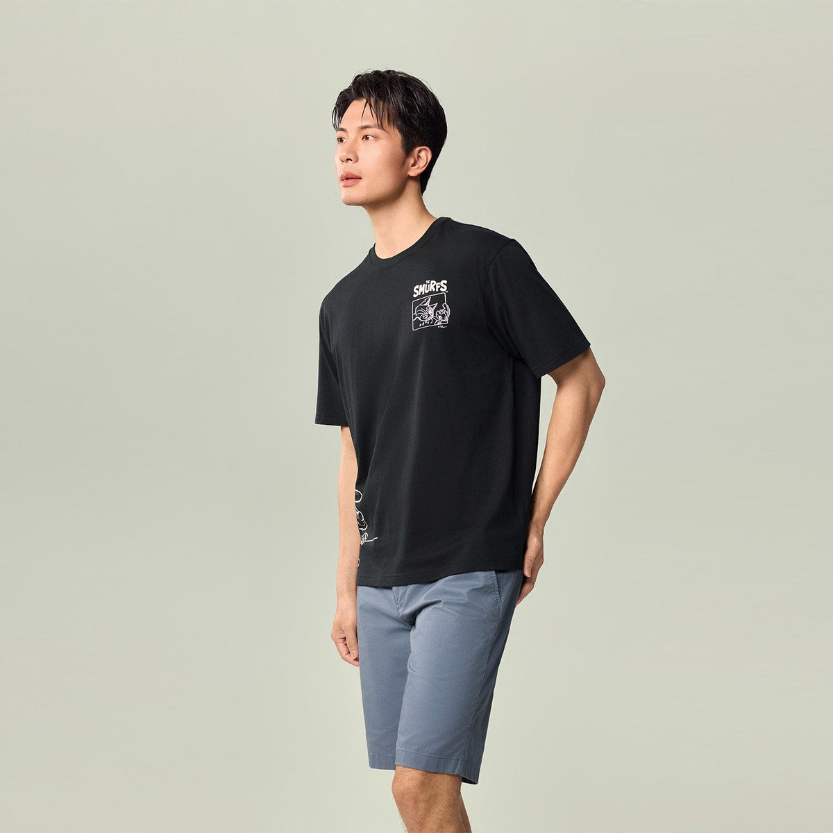 Men's Relaxed Fit Smurfs Print Crew Neck Tee - Image 6