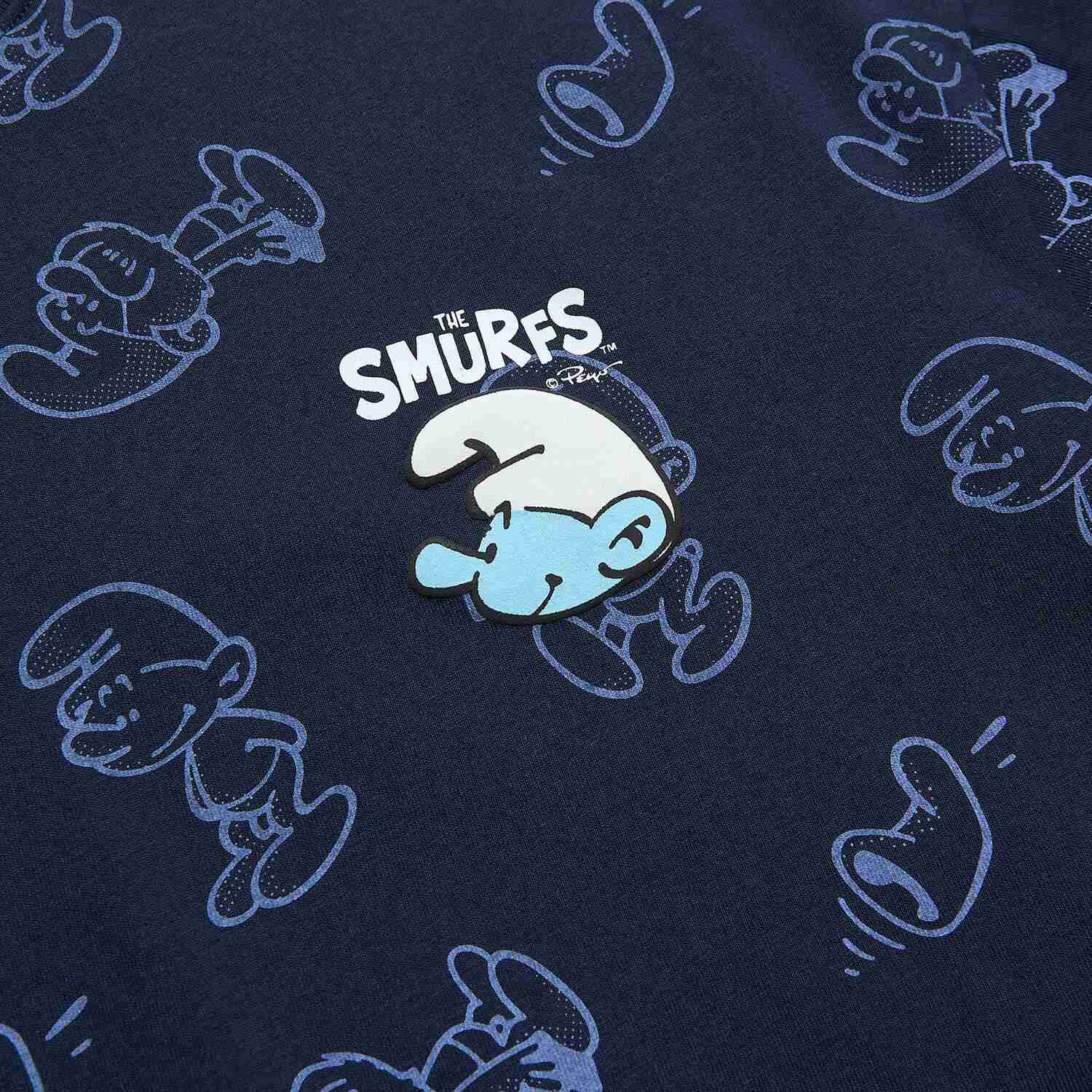 Men's  Relaxed Fit  Smurfs Print Crew Neck Tee - Image 9