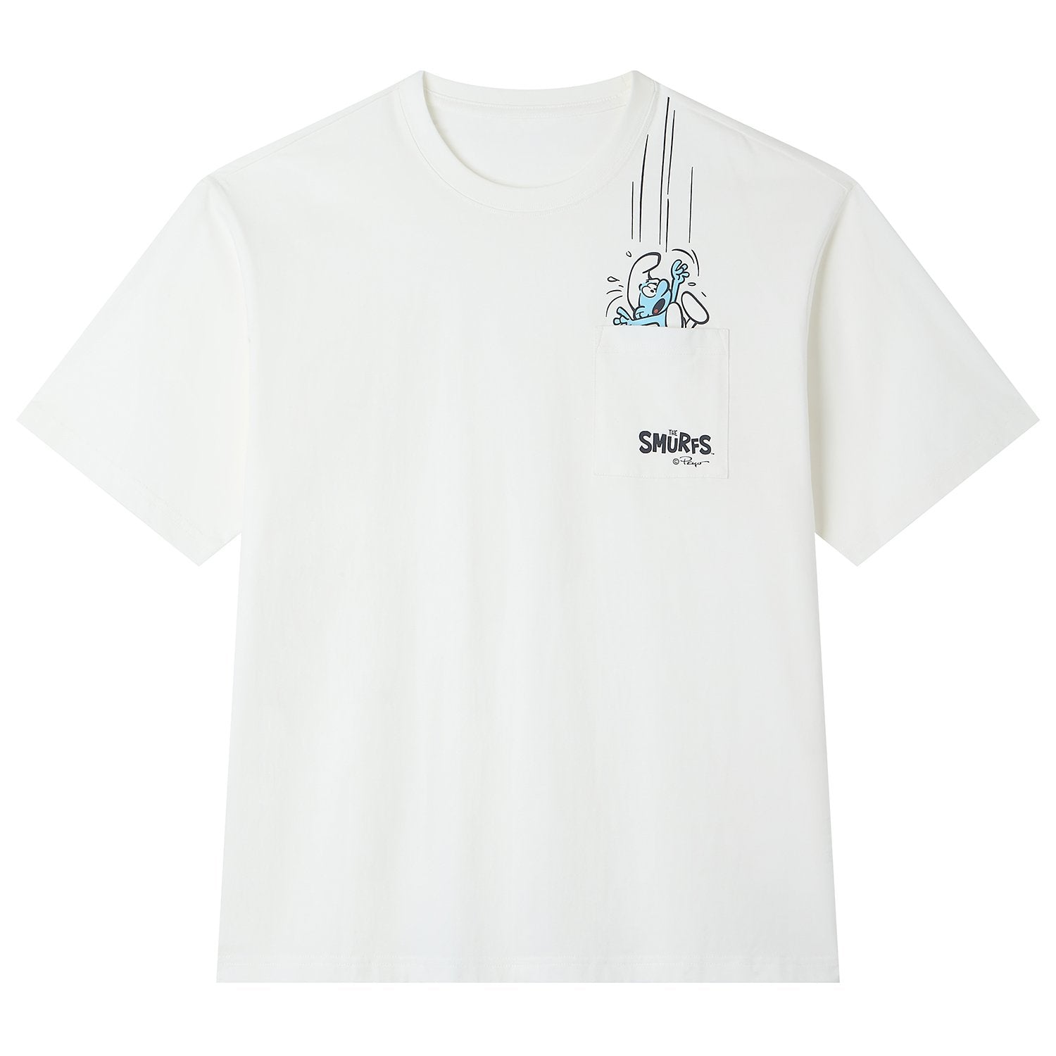 Men's Relaxed Fit Smurfs Pocket Print Crew Neck Tee - Image 6