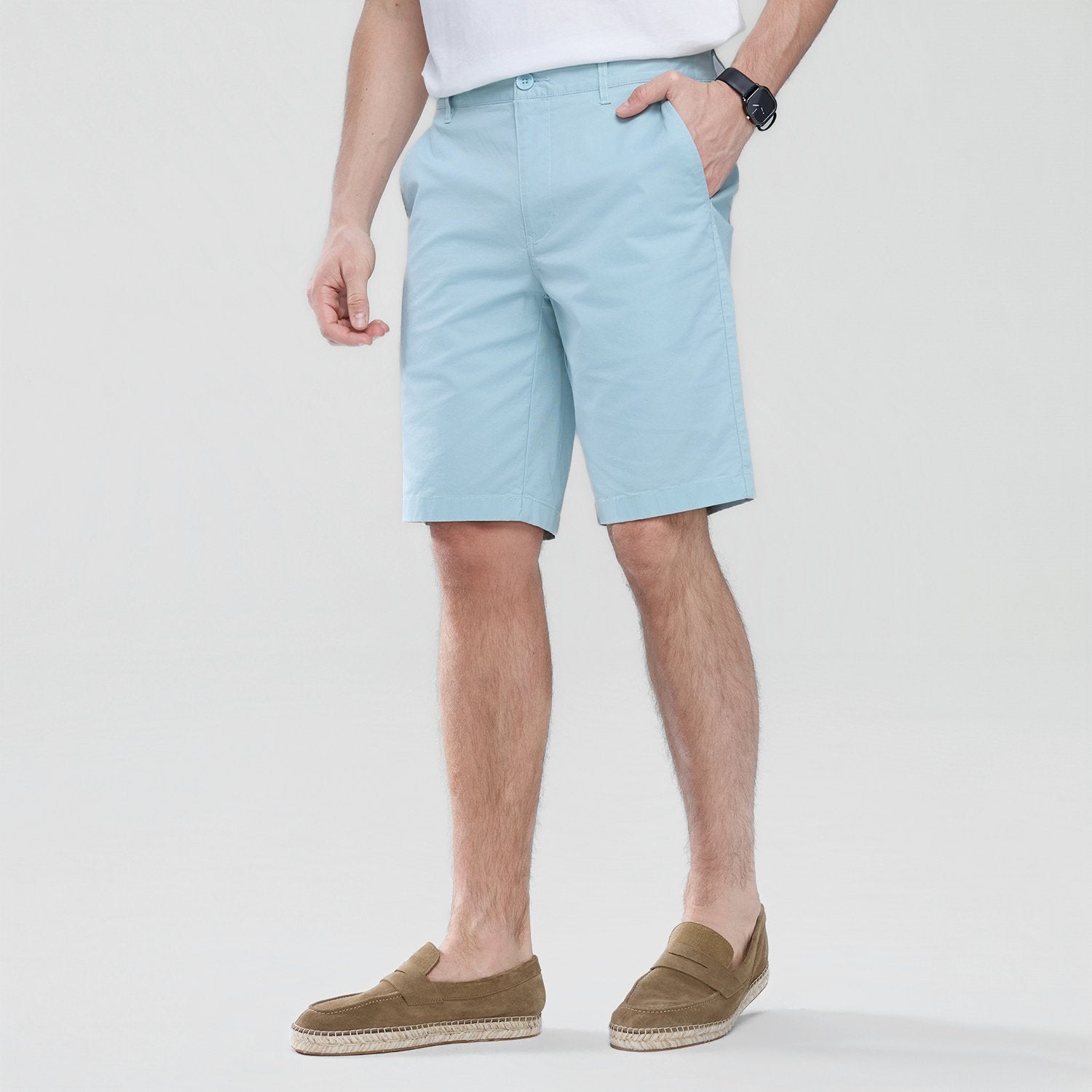 Men's Slim Twill Bermuda Shorts with Stretch Waist - Image 5