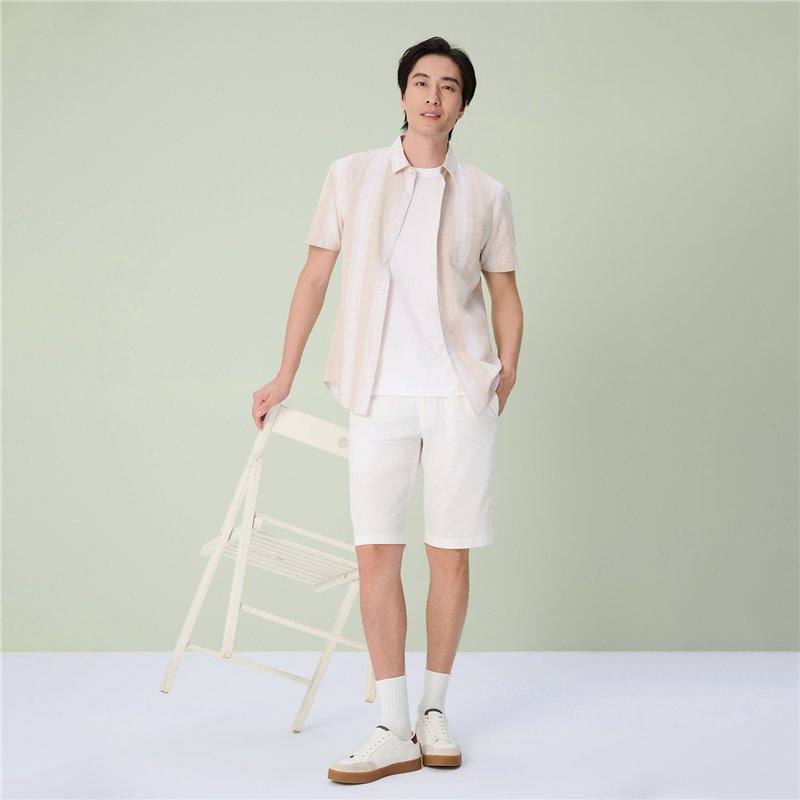 Men's Slim Linen Cotton Bermuda Shorts - Image 2