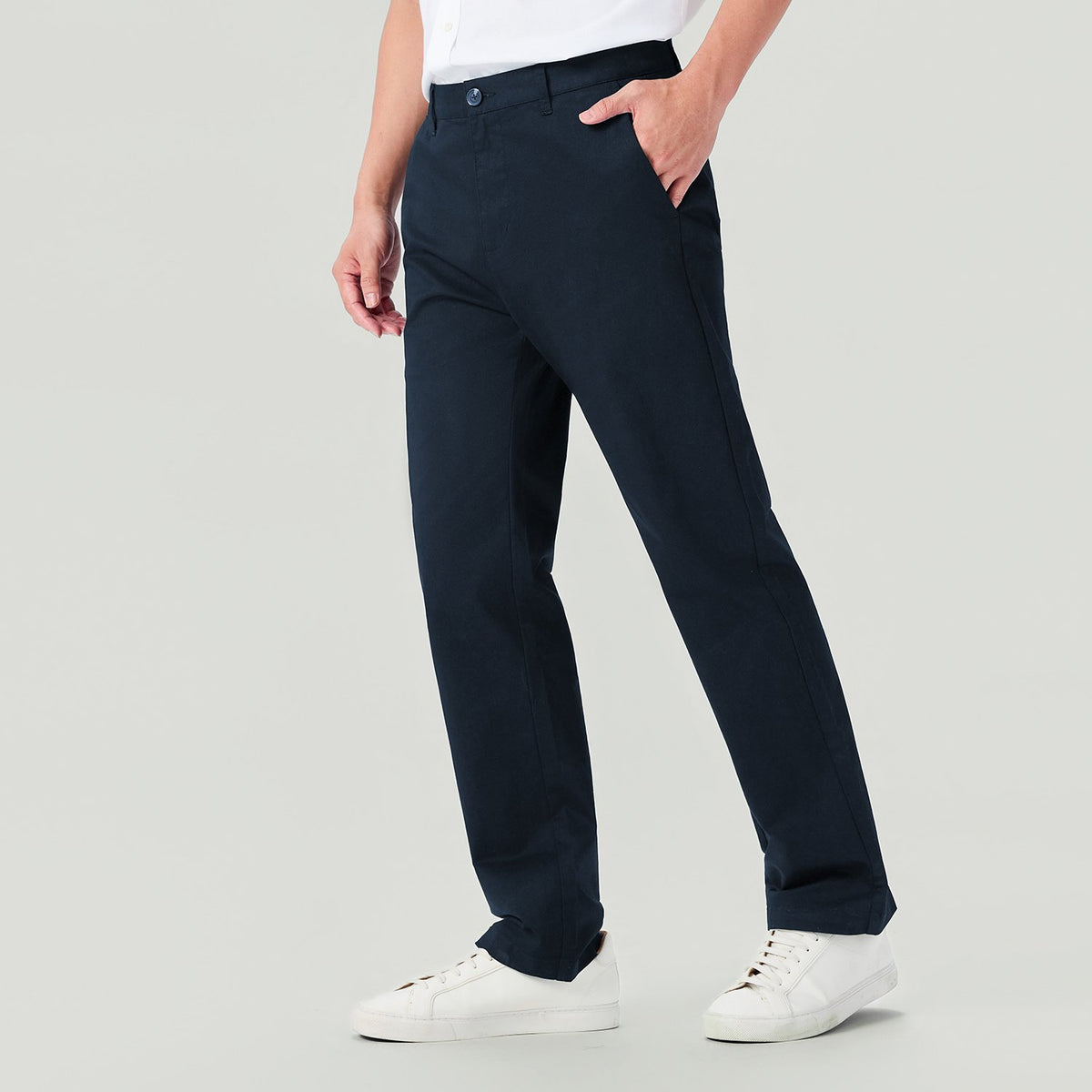 Men's Twill Mid Rise Regular Taper Khakis - Image 2