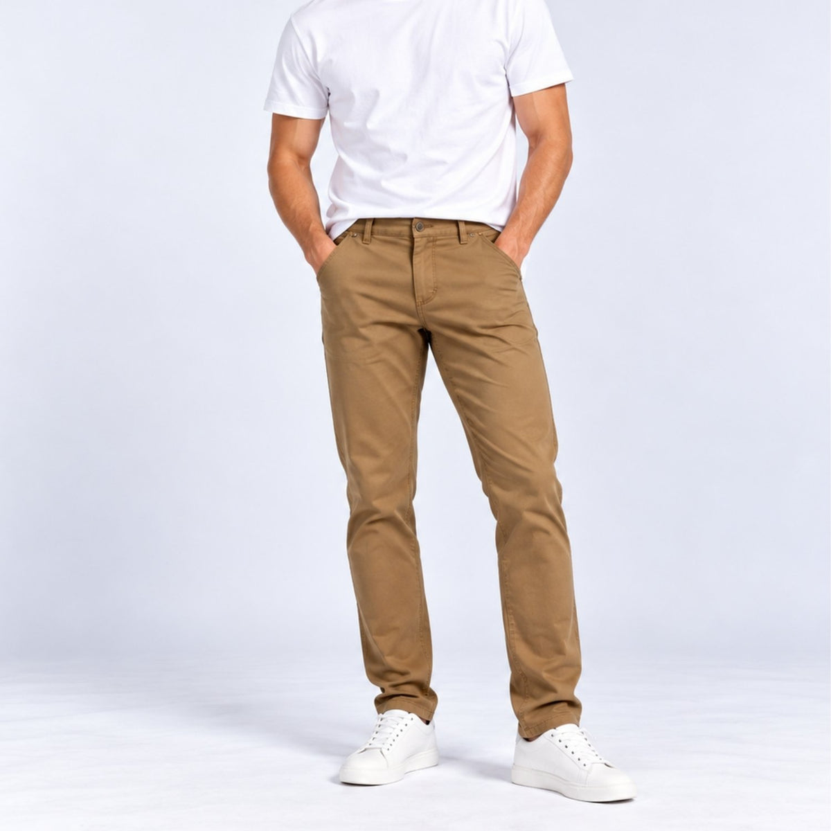 Men's Twill Mid Rise Regular Taper Khakis - Image 1