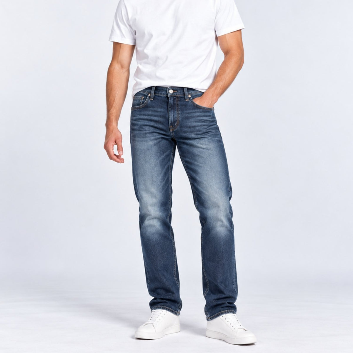 Men's Denim Low Rise Straight Jeans - Image 1