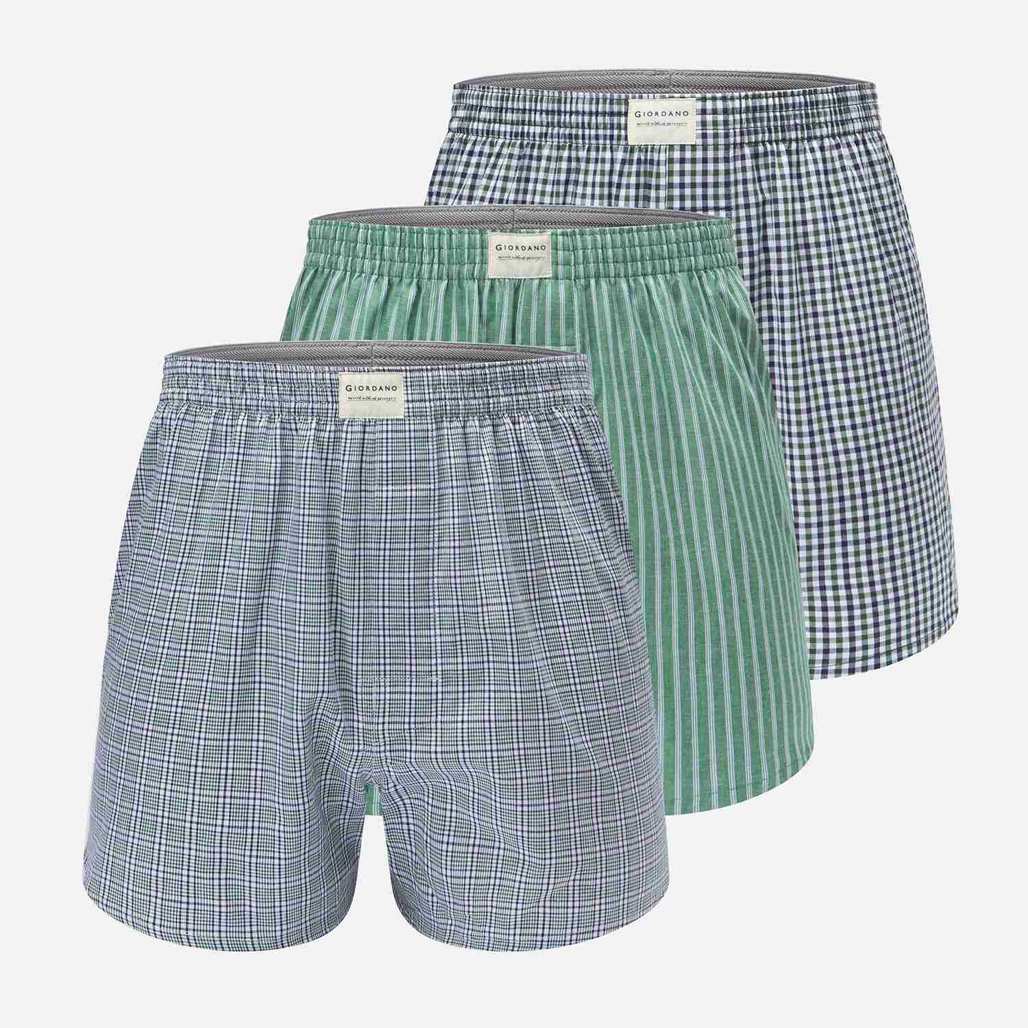 Men's Cotton Poplin Regular Fit 3 Pack Boxers - Image 1
