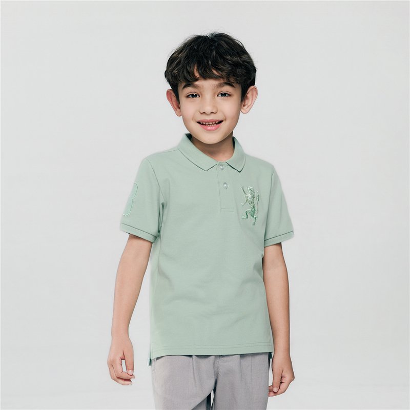 Junior's Slim Fit Lion Embroidered Cotton Polo - Image 1
