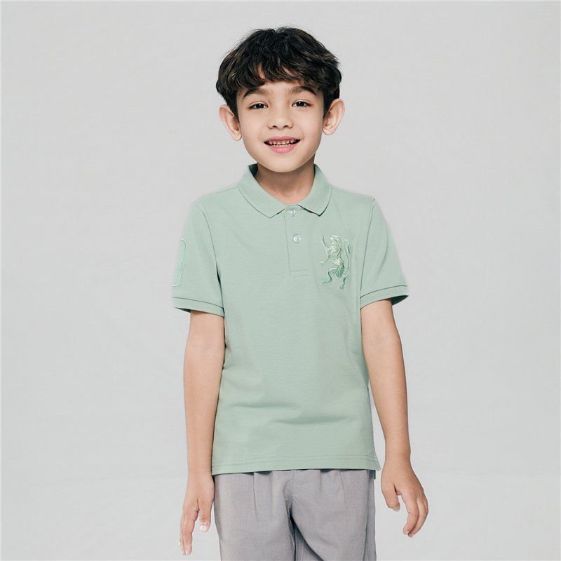 Junior's Slim Fit Lion Embroidered Cotton Polo - Image 3
