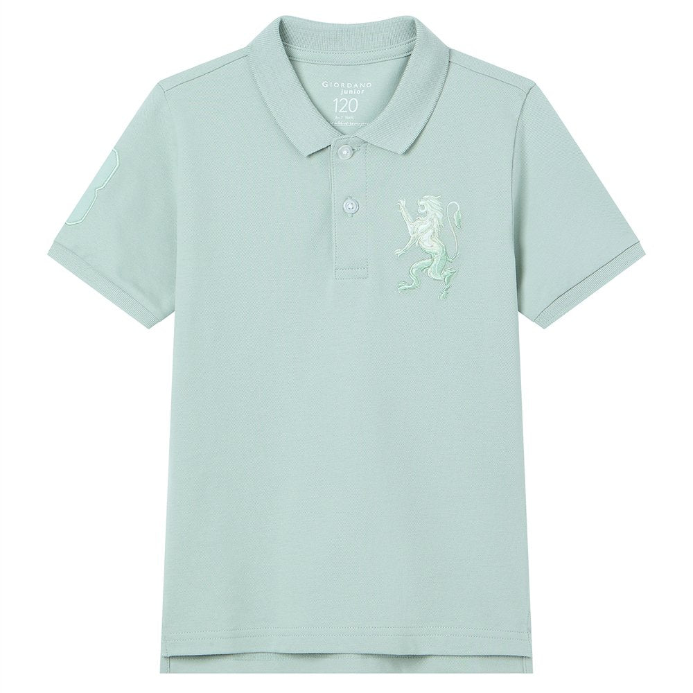 Junior's Slim Fit Lion Embroidered Cotton Polo - Image 5