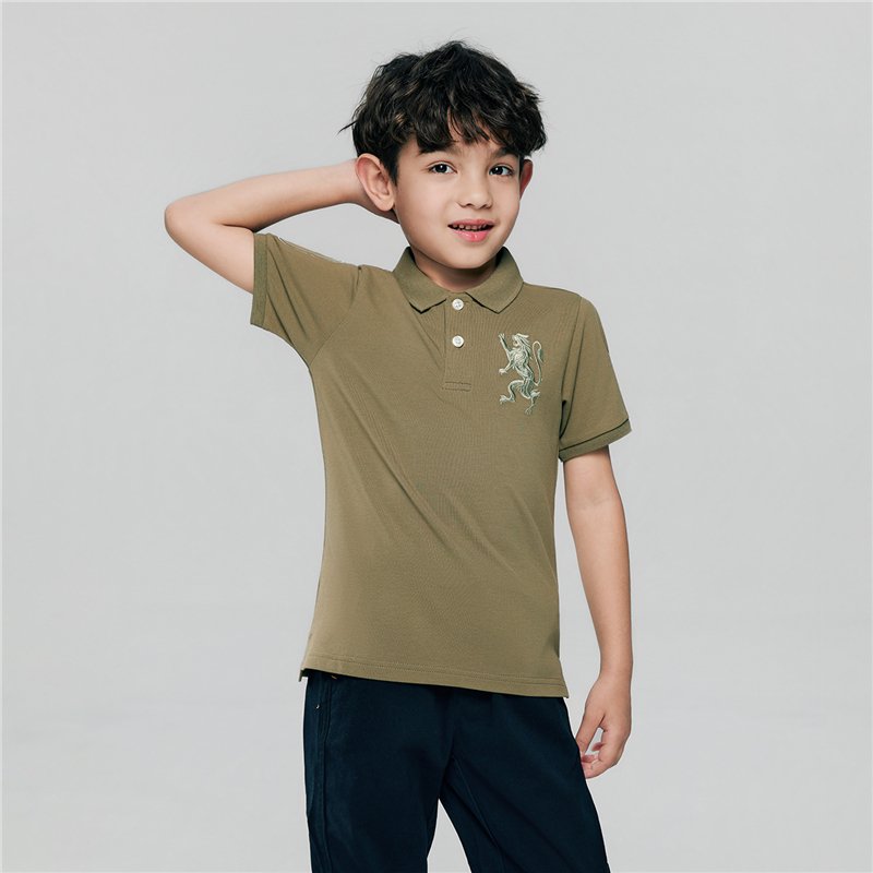 Junior's Slim Fit Lion Embroidered Cotton Polo - Image 3