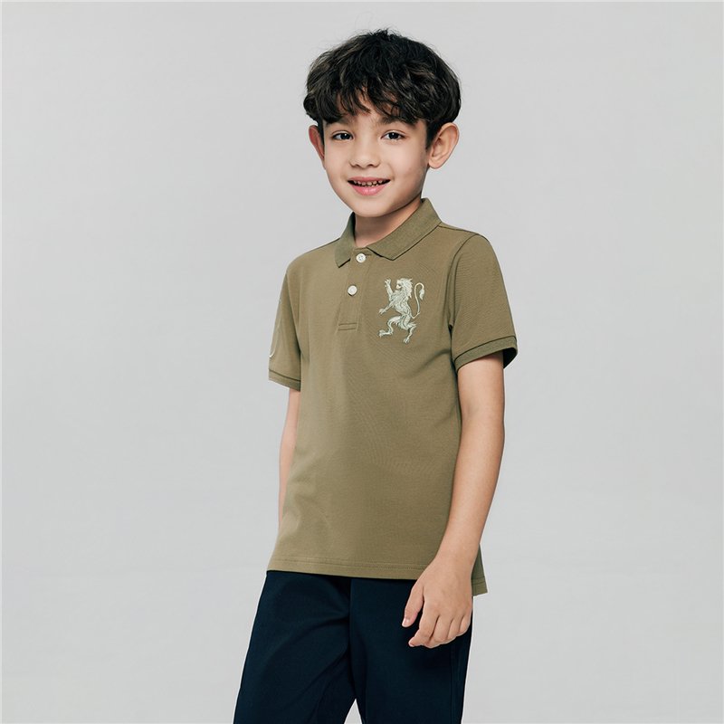 Junior's Slim Fit Lion Embroidered Cotton Polo - Image 4