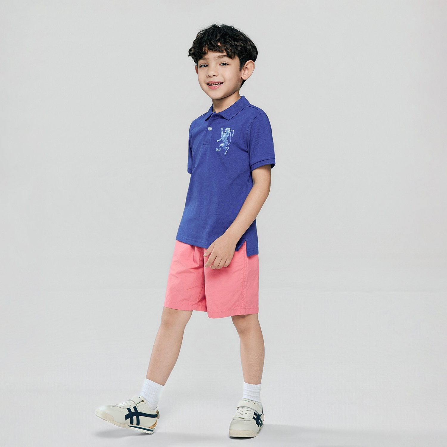 Junior's Slim Fit Lion Embroidered Cotton Polo - Image 1