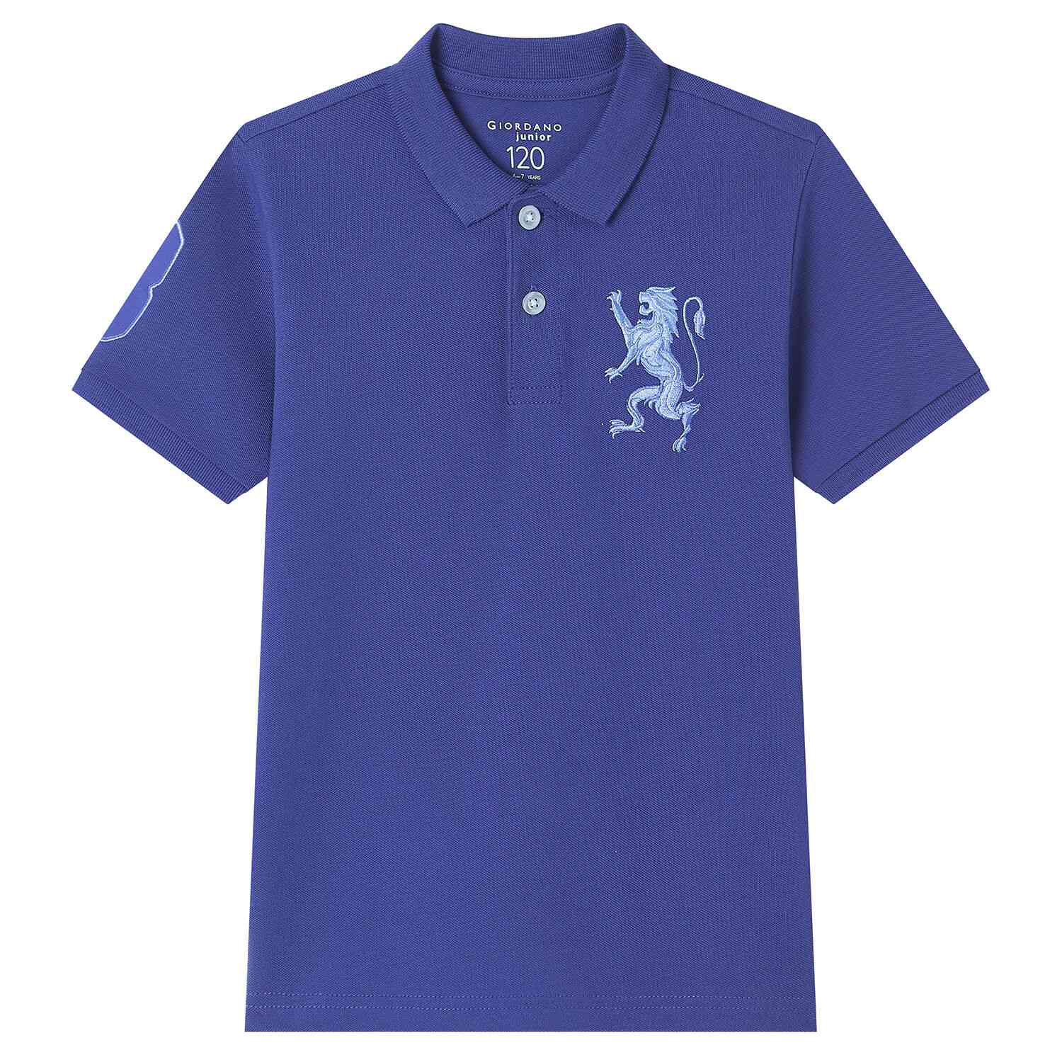 Junior's Slim Fit Lion Embroidered Cotton Polo - Image 6