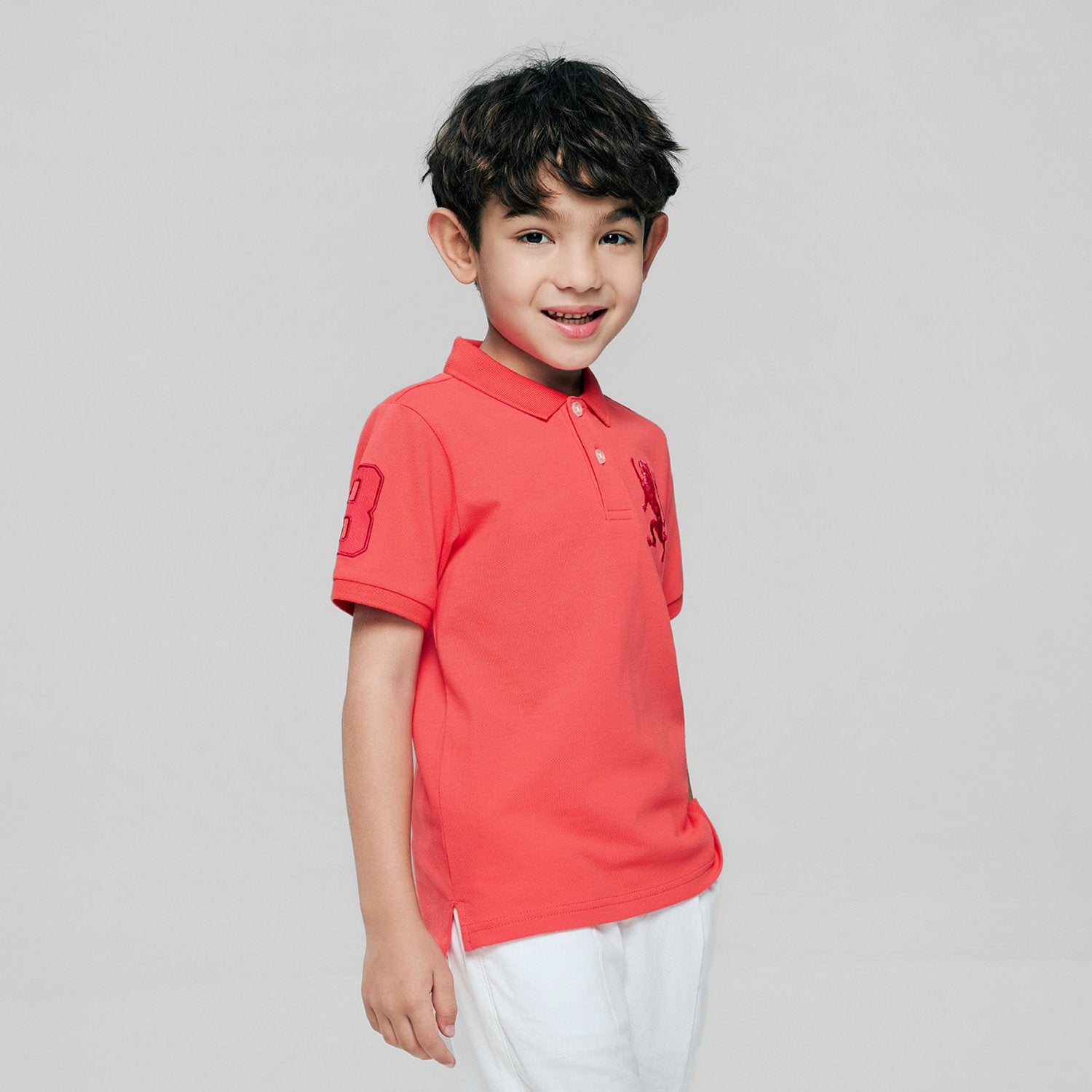 Junior's Slim Fit Lion Embroidered Cotton Polo - Image 2