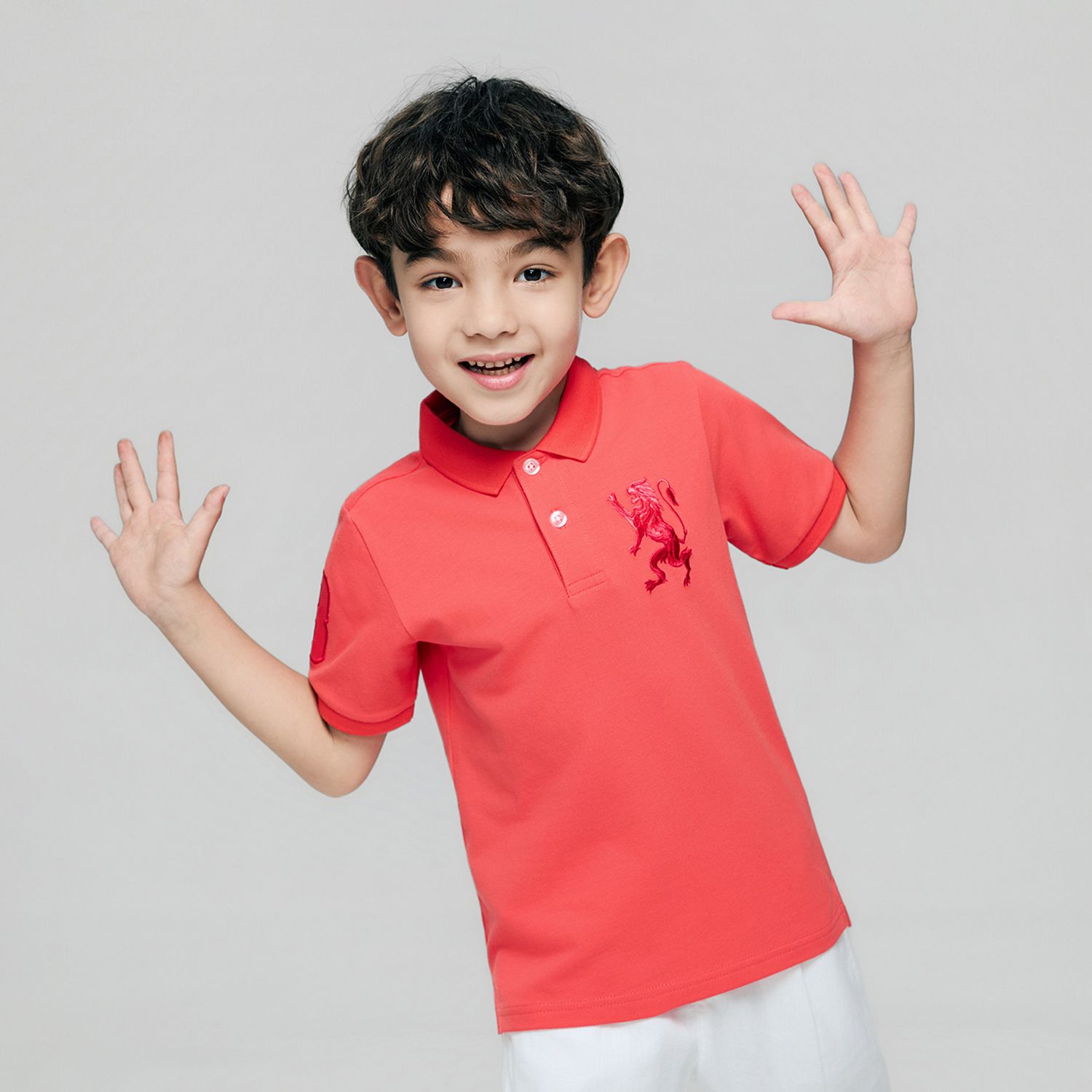 Junior's Slim Fit Lion Embroidered Cotton Polo - Image 3