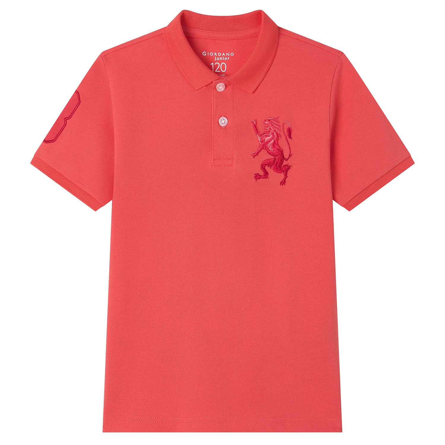 Junior's Slim Fit Lion Embroidered Cotton Polo - Image 6
