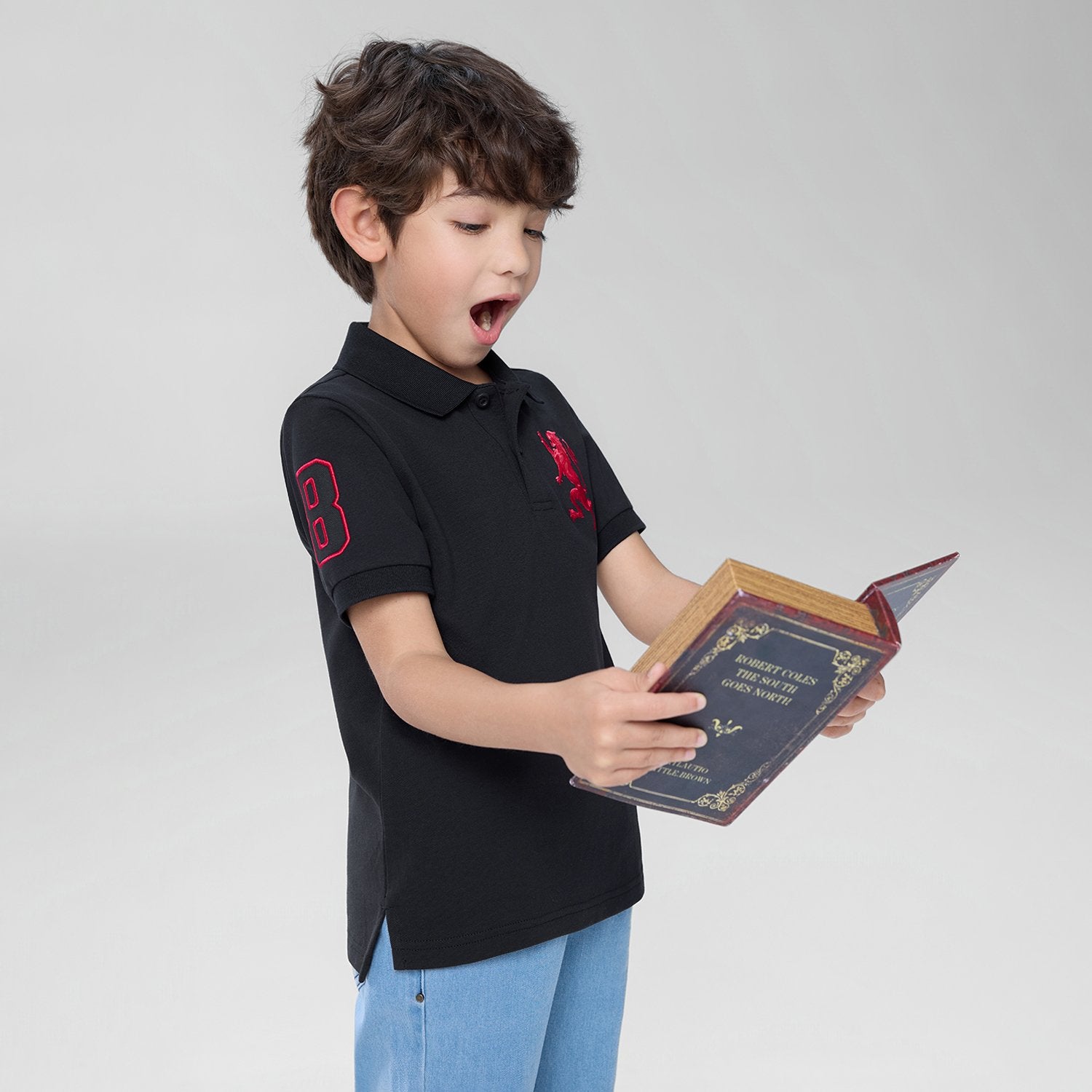 Junior's Slim Fit Lion Embroidered Cotton Polo - Image 5