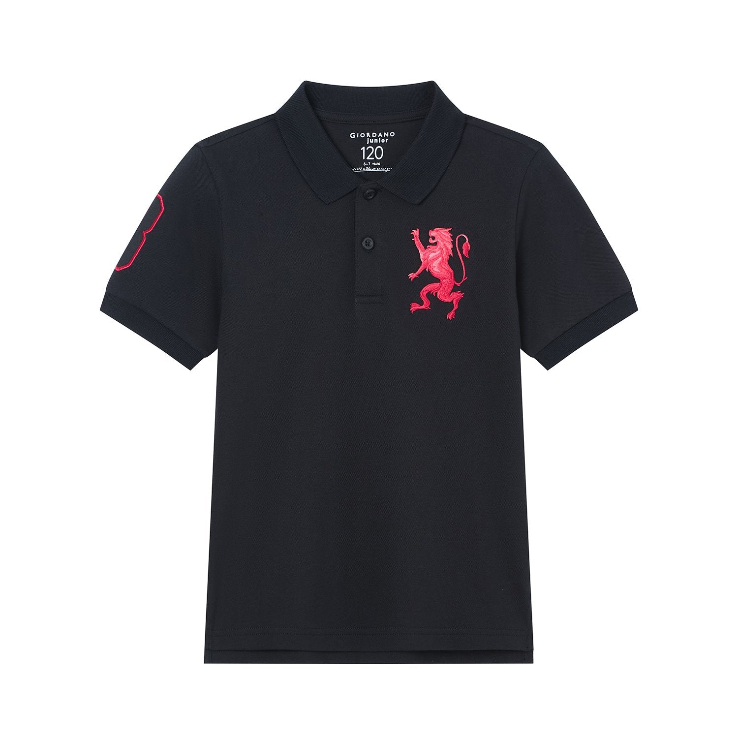 Junior's Slim Fit Lion Embroidered Cotton Polo - Image 6