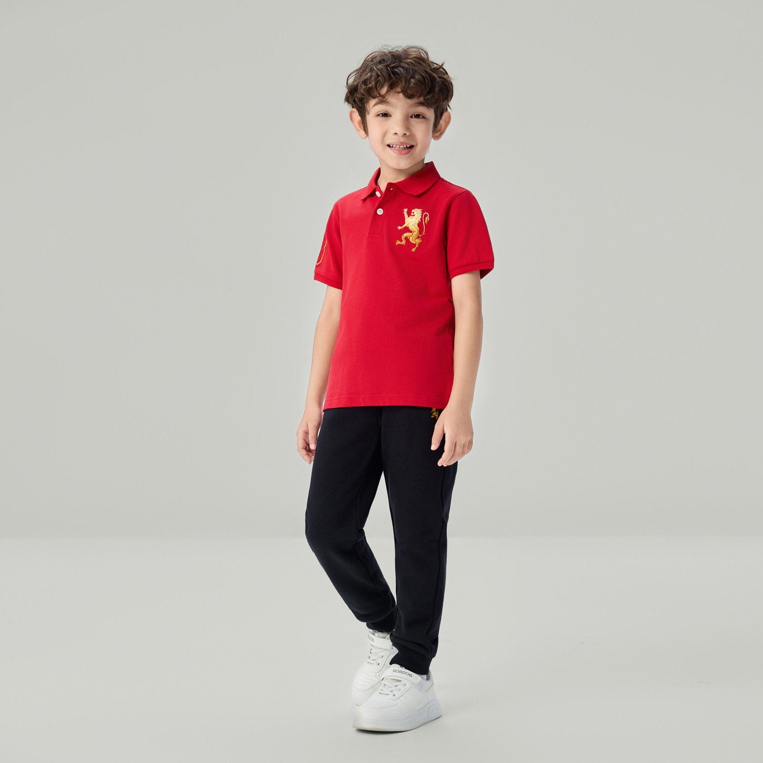 Junior's Slim Fit Lion Embroidered Cotton Polo - Image 1