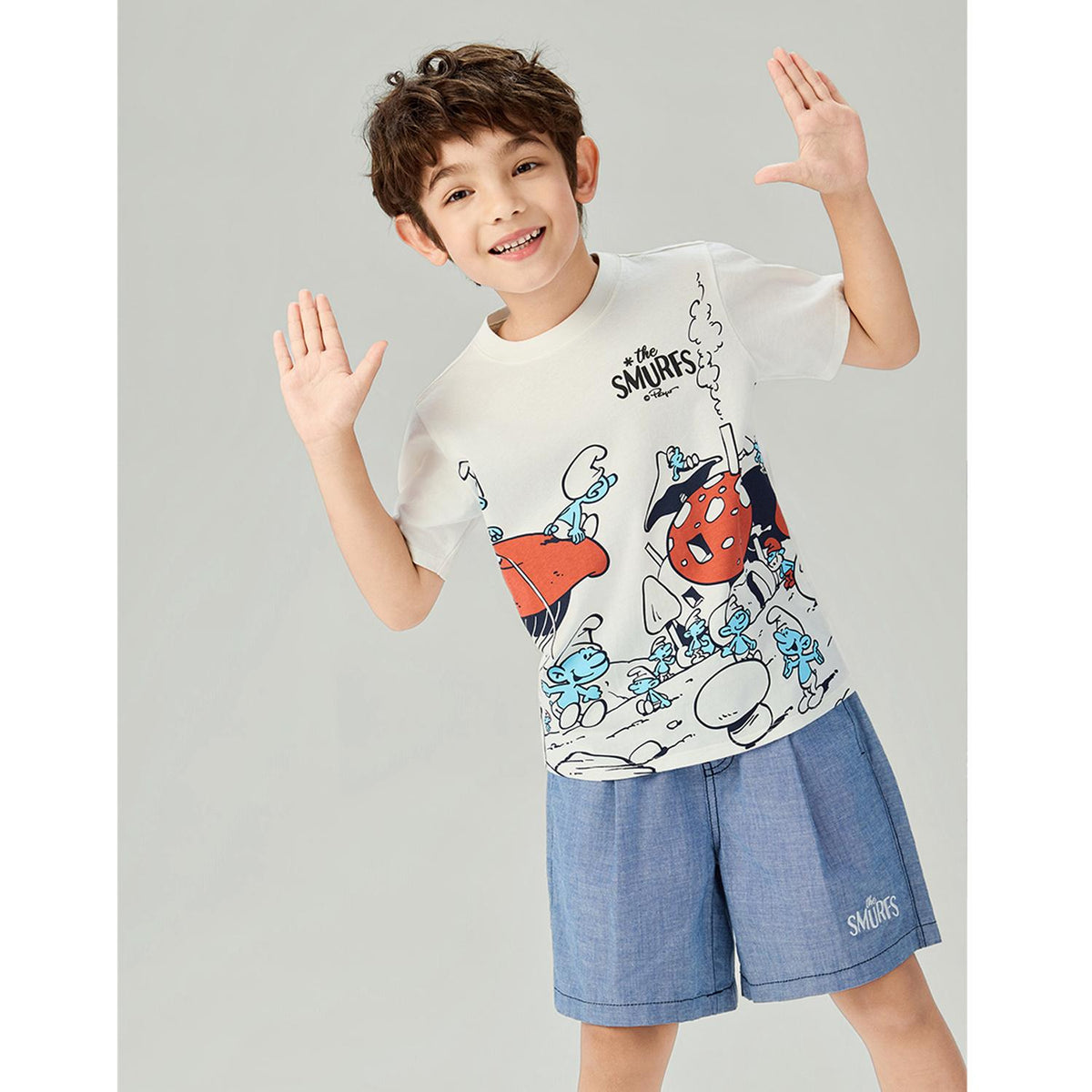 Junior's Regular Fit Smurfs Print Crew Neck Tee - Image 2