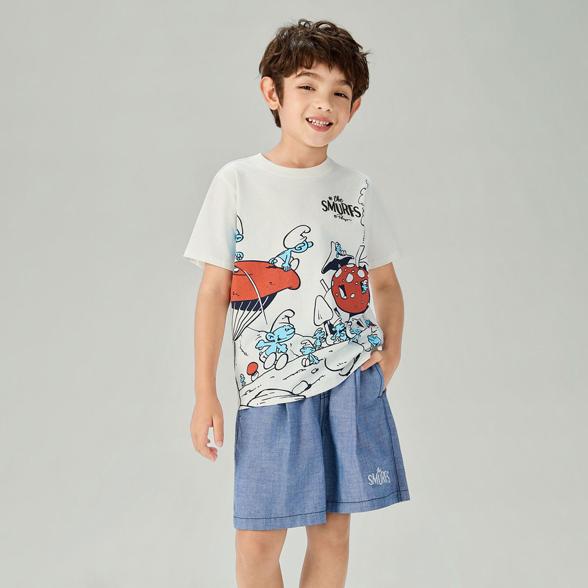 Junior's Regular Fit Smurfs Print Crew Neck Tee - Image 4