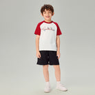Junior's  Relaxed Fit Raglan Sleeve Smurfs Print Crew Neck Tee - Image 1