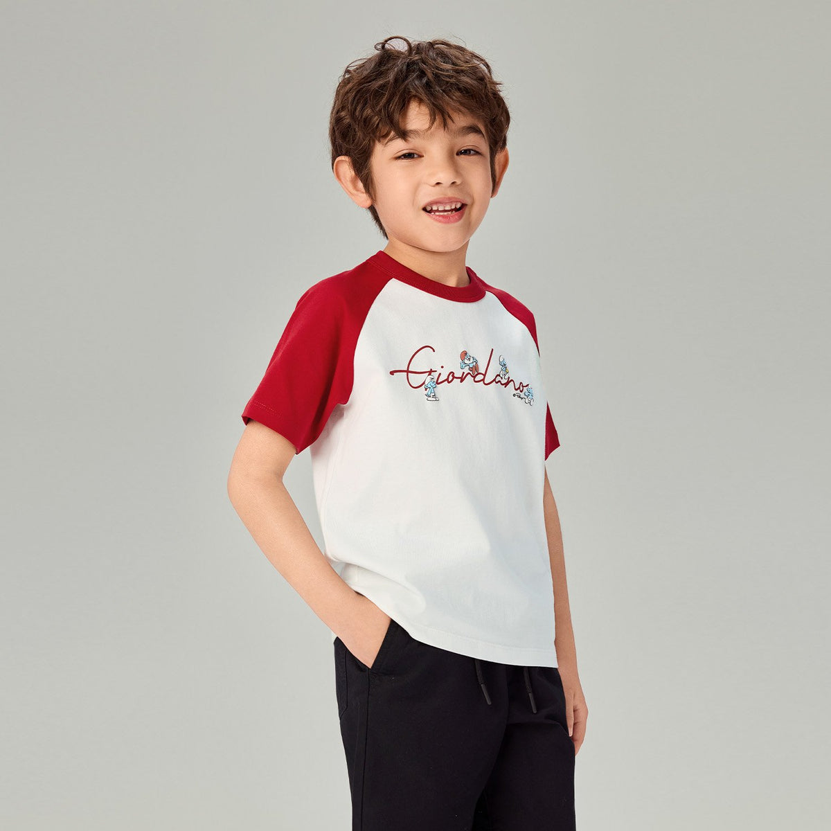 Junior's  Relaxed Fit Raglan Sleeve Smurfs Print Crew Neck Tee - Image 2