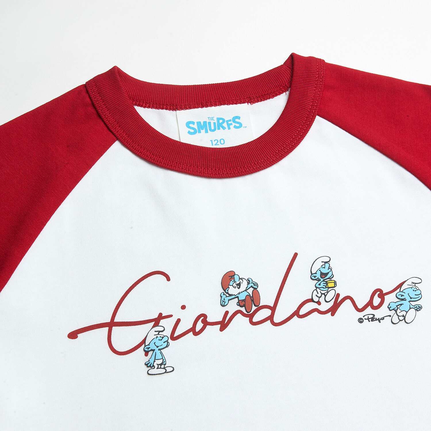 Junior's  Relaxed Fit Raglan Sleeve Smurfs Print Crew Neck Tee - Image 9