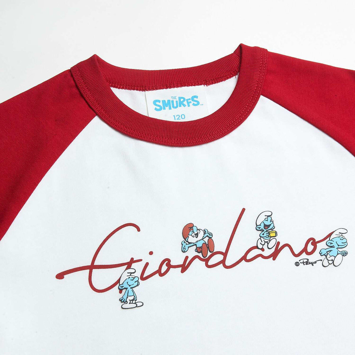 Junior's  Relaxed Fit Raglan Sleeve Smurfs Print Crew Neck Tee - Image 9