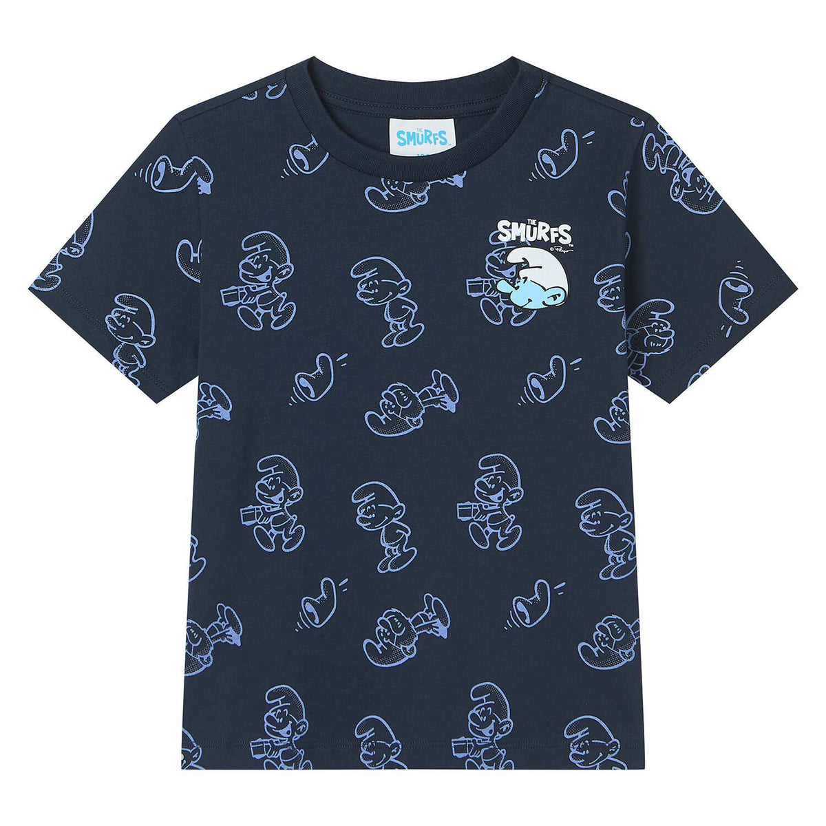 Junior's Relaxed Fit Smurfs Print Crew Neck Tee - Image 6