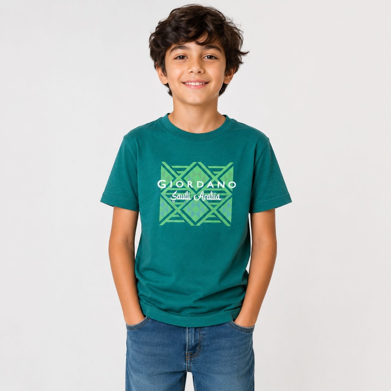 Junior Regular Fit Saudi National Day Print Tee - Image 1
