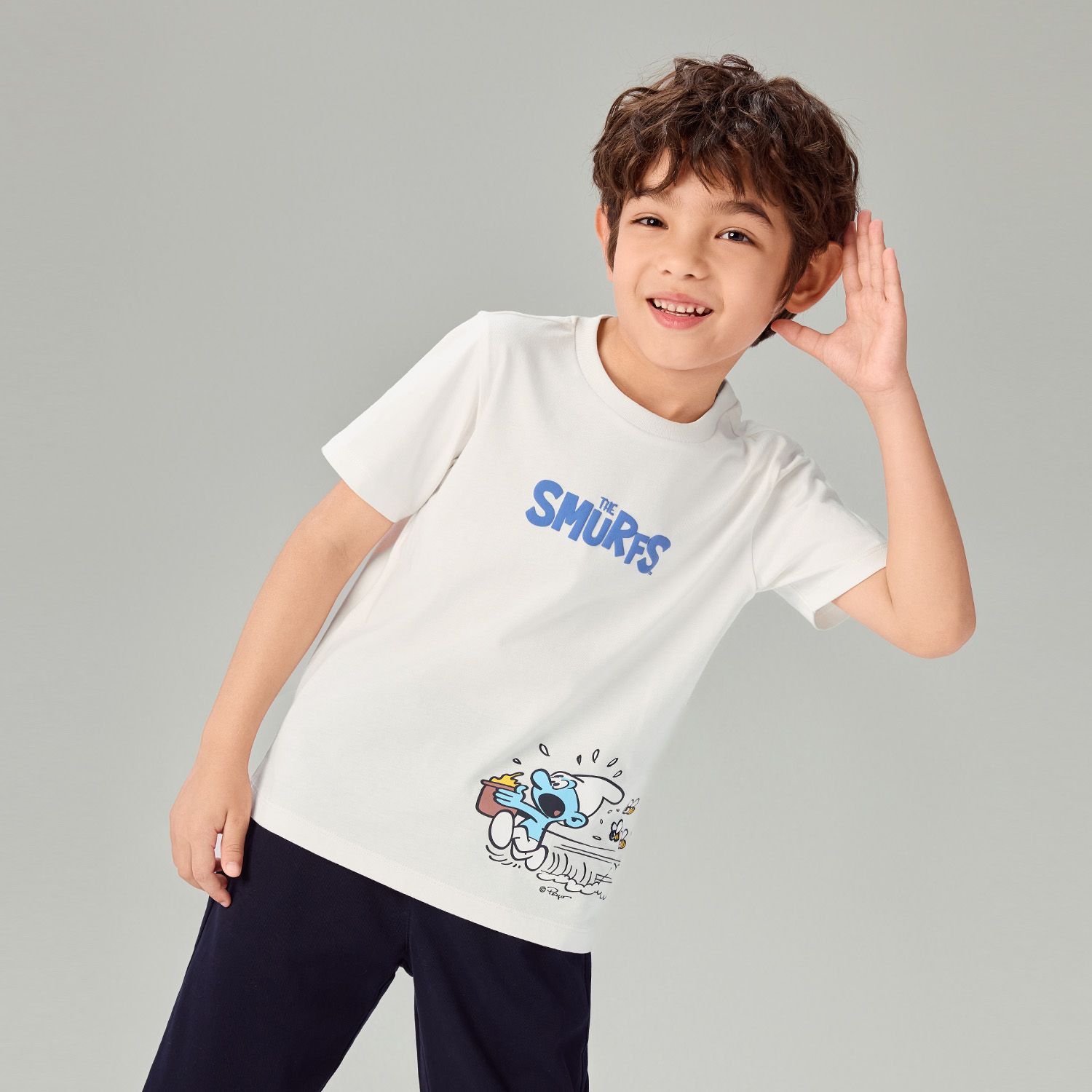 Junior's Relaxed Fit Smurfs Print Crew Neck Tee - Image 2