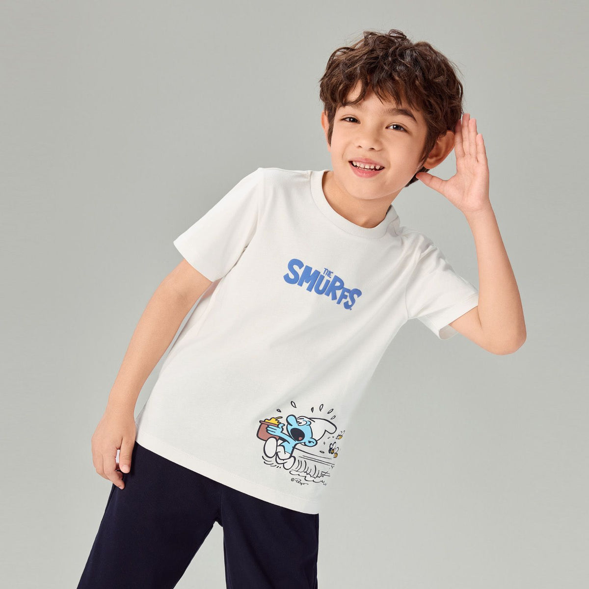Junior's Relaxed Fit Smurfs Print Crew Neck Tee - Image 2