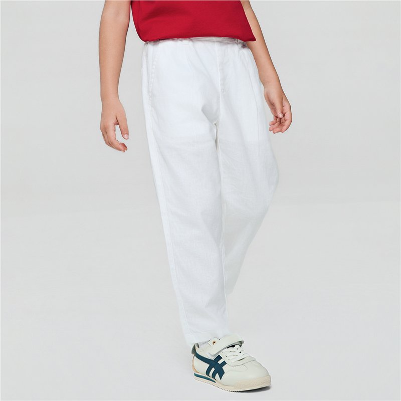 Kids' Regular Fit Linen Cotton Cropped Pants - Image 4